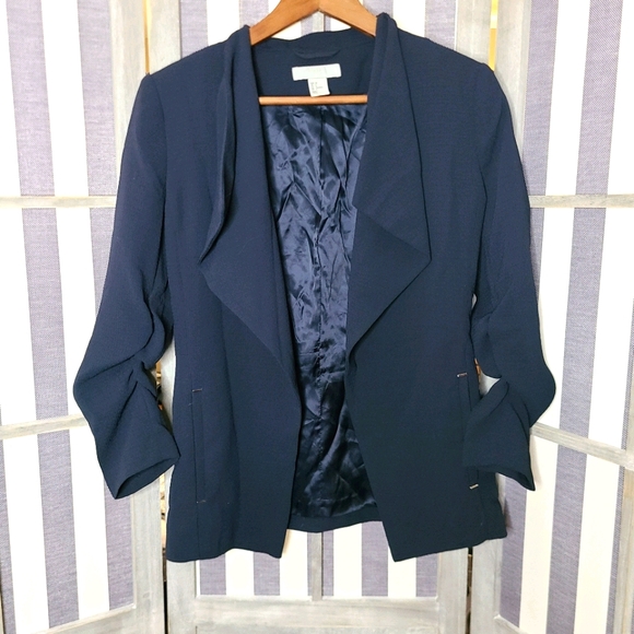 H&M Navy 3/4 Sleeve Blazer